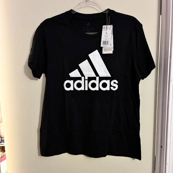adidas Tops - NWT Ladies Adidas Black Tee with White Logo! 100% Cotton